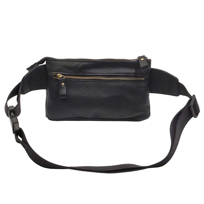 Hebetag Leather Waist Pack Fanny Bag for Men Women Outdoor Travel Sports Running Walking Hiking Hip Bum Belt Slim Cell Phone Purse Casual Waist Wallet Pouch (#02Black) - Image 5